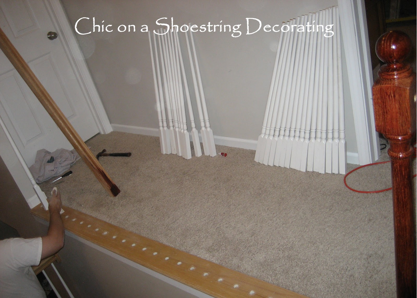 Chic on a Shoestring Decorating How to Stain Stair Railings and Banisters