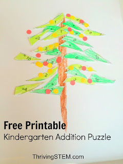 Adding Doubles Christmas Tree Math Puzzle for Kindergarten