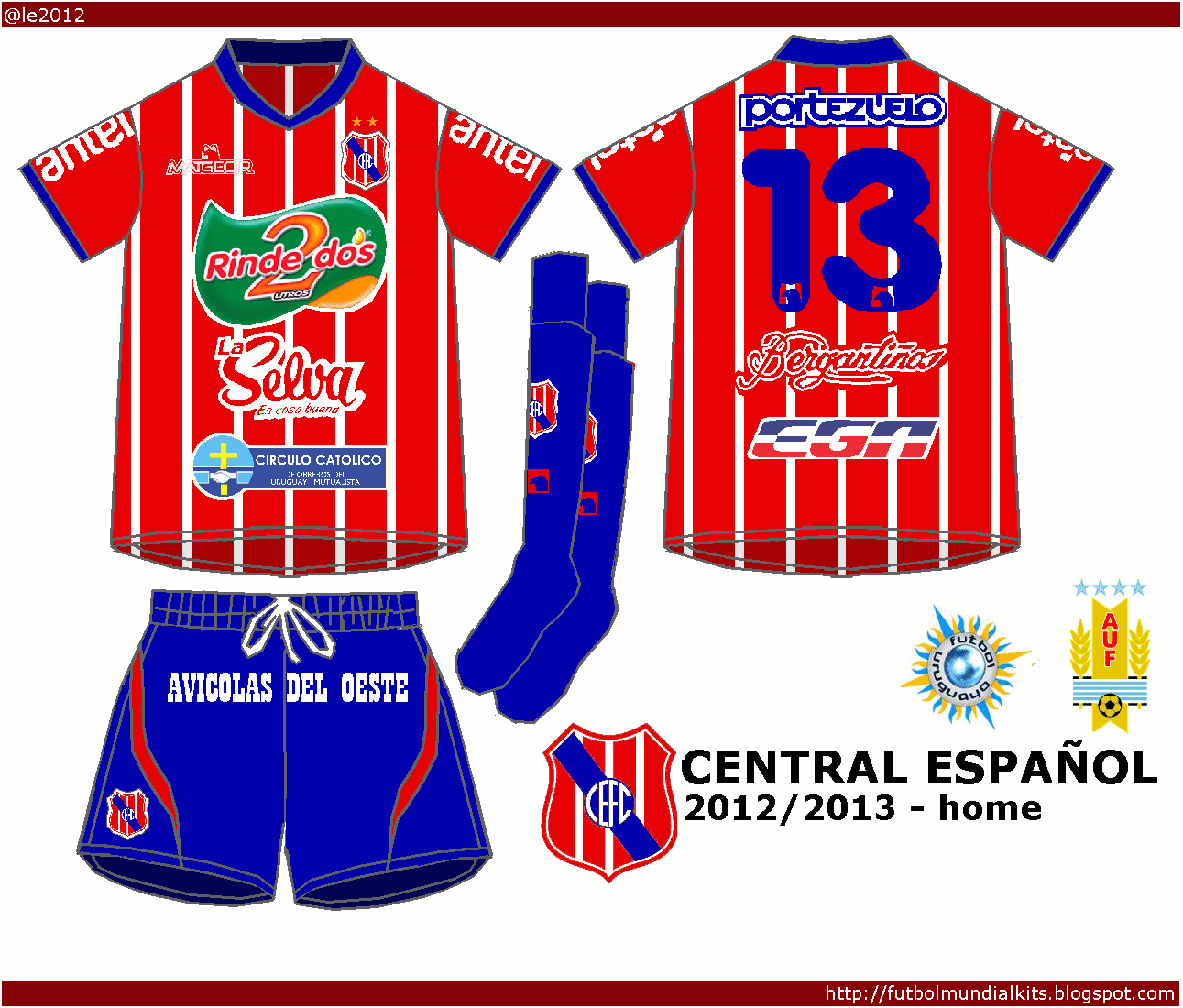 Fútbol Mundial Kits - Uruguay: Central Español F. C. - 2012/2013