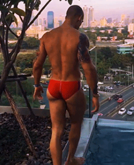 men in red speedos