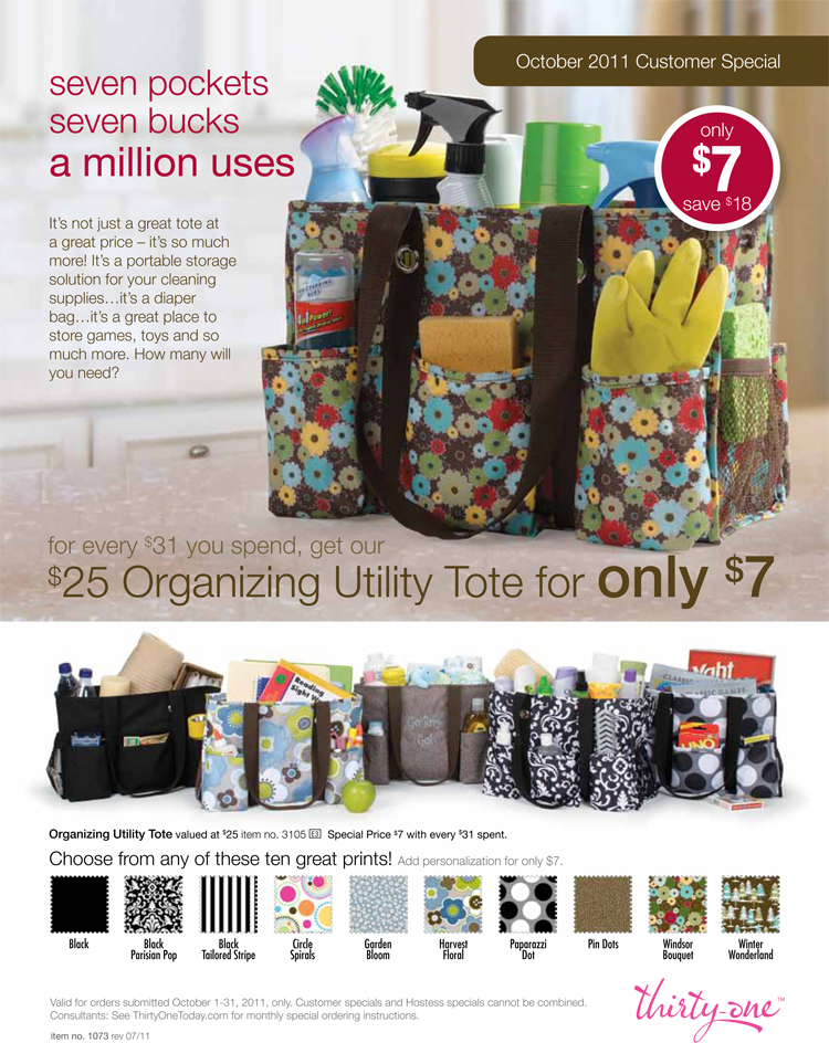 Thirty-One Organizing Utility Tote Fabulous Bloom Floral Zip Top Pockets