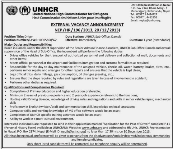 application letter unhcr mega nepal driver vacancy unhcr nepal application letter unhcr mega nepal driver vacancy unhcr nepal