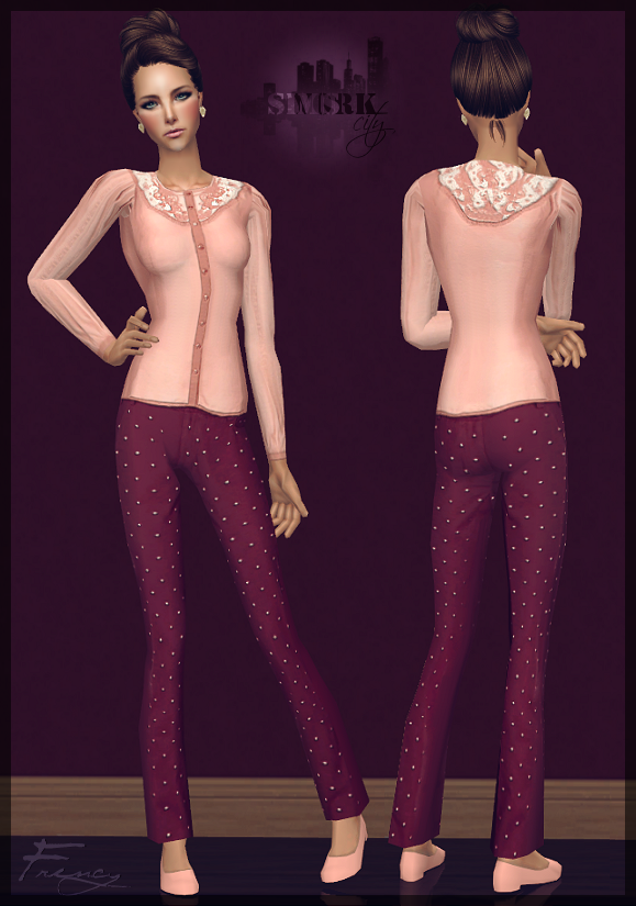  The Sims 2. Женская одежда: повседневная. Часть 3. - Страница 28 04-+Pink+and+Pois+Outfit