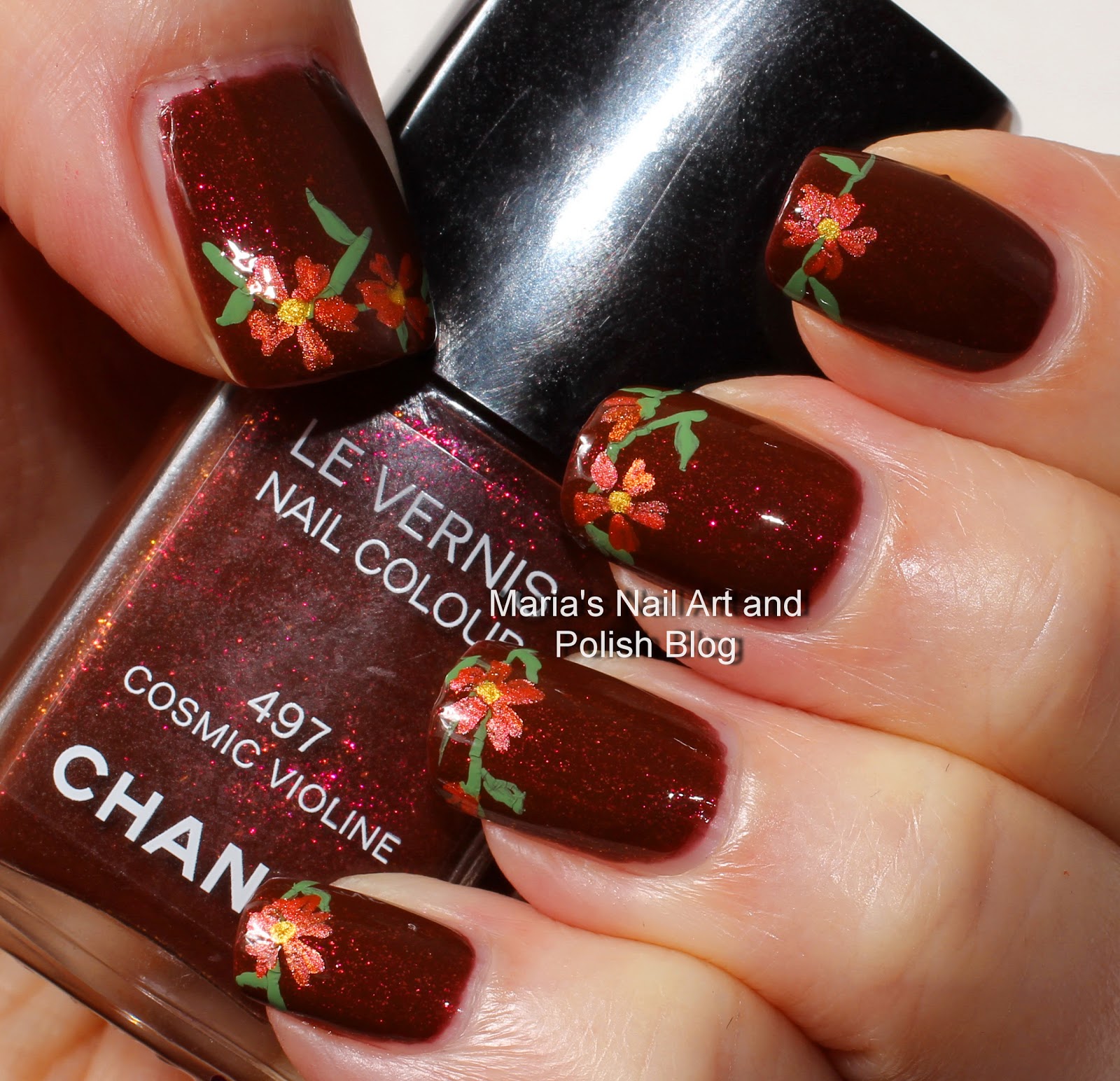 Marias Nail Art and Polish Blog Flowers in the cosmic violine