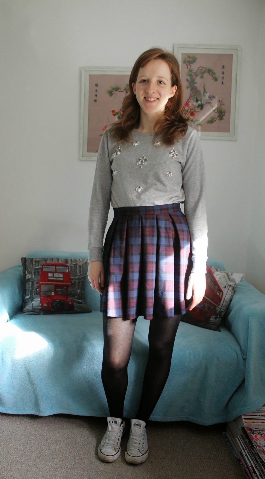 OOTD: Preppy Skirt and Statement Jumper with New Look, Warehouse, Tesco and East