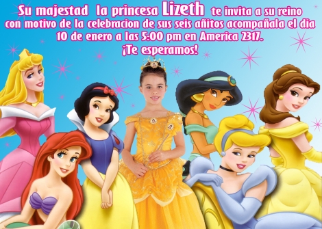 Invitaciones de Cumpleaños con diseño de las Princesa ~ Artes DaVinci Invitaciones de Cumpleaños con diseño de las Princesa ~ Artes DaVinci