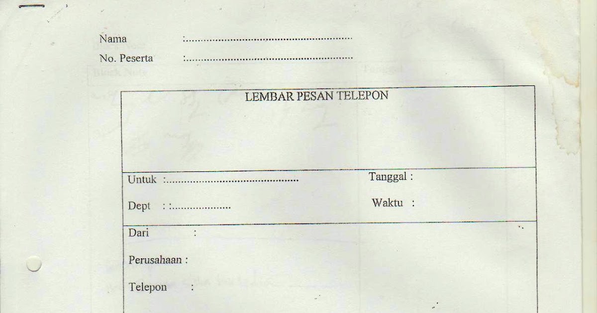 Cara Mengisi Lembar Pesan Telepon