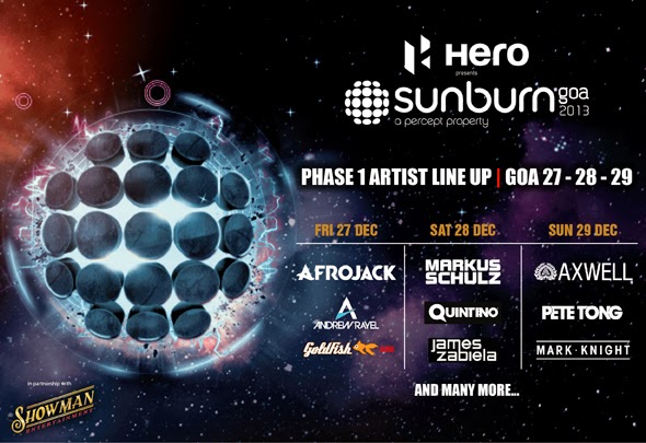 Sunburn Goa lineup 2013
