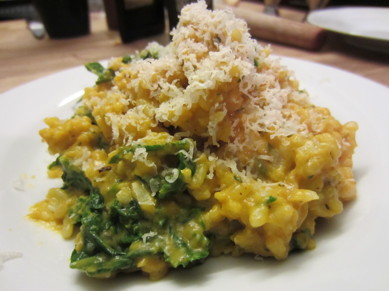 Bourbon and Bleu meatless monday creamy pumpkin and kale "risotto"