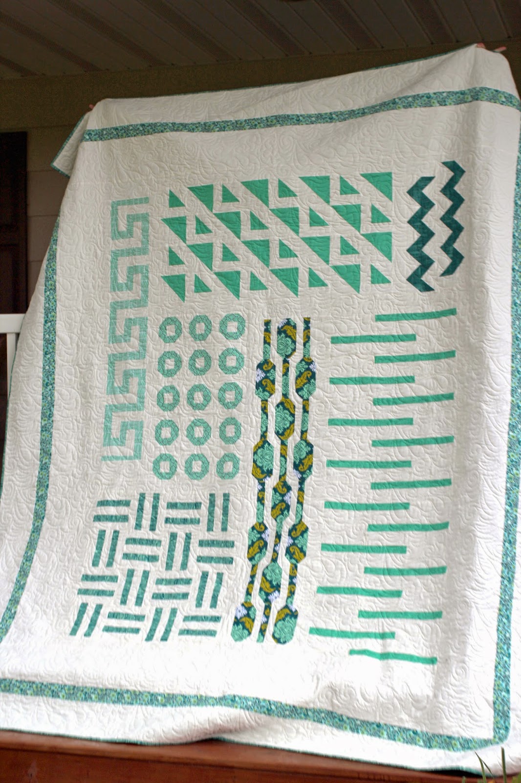 Girls in the Garden - Graphic Mixx quilt using shades of green