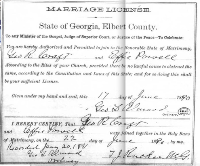 Begin with 'Craft' Matrimonial Monday Marriage Records