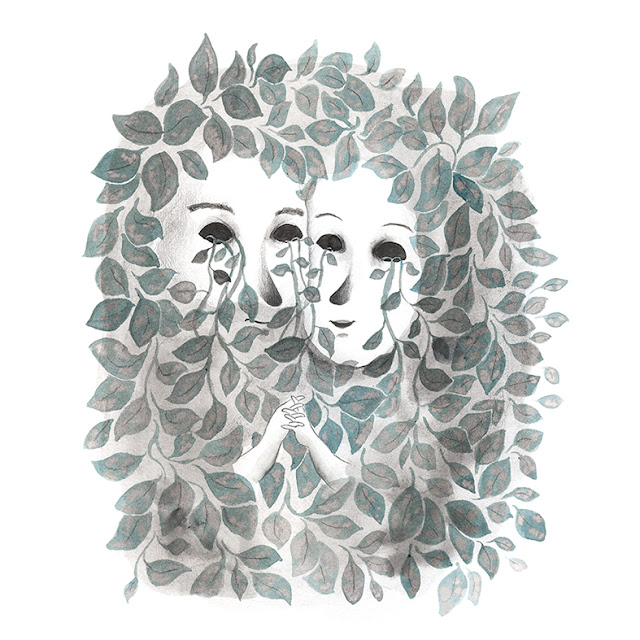 Mar Villar, inktober 2015, pareja cubierta de hojas de planta