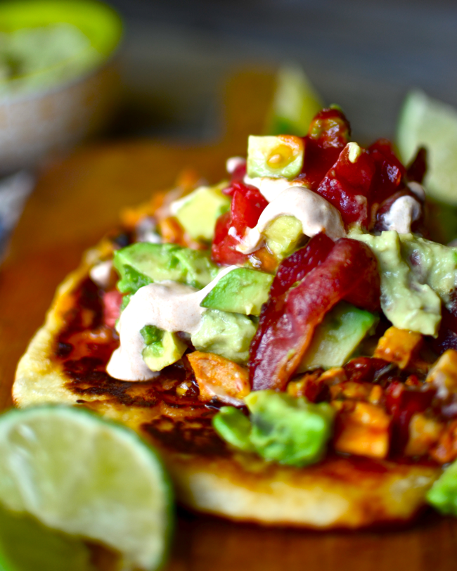 Yammie's Noshery Chipotle Lime Chicken Bacon Flatbread Tacos