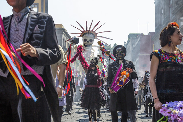 The Day Of The Dead parade is recreated in Mexico City for Metro-Goldwyn-Mayer Pictures/Columbia Pictures/EON Productions’ action adventure SPECTRE.