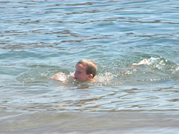 Sam going for a refreshing swim in the lake