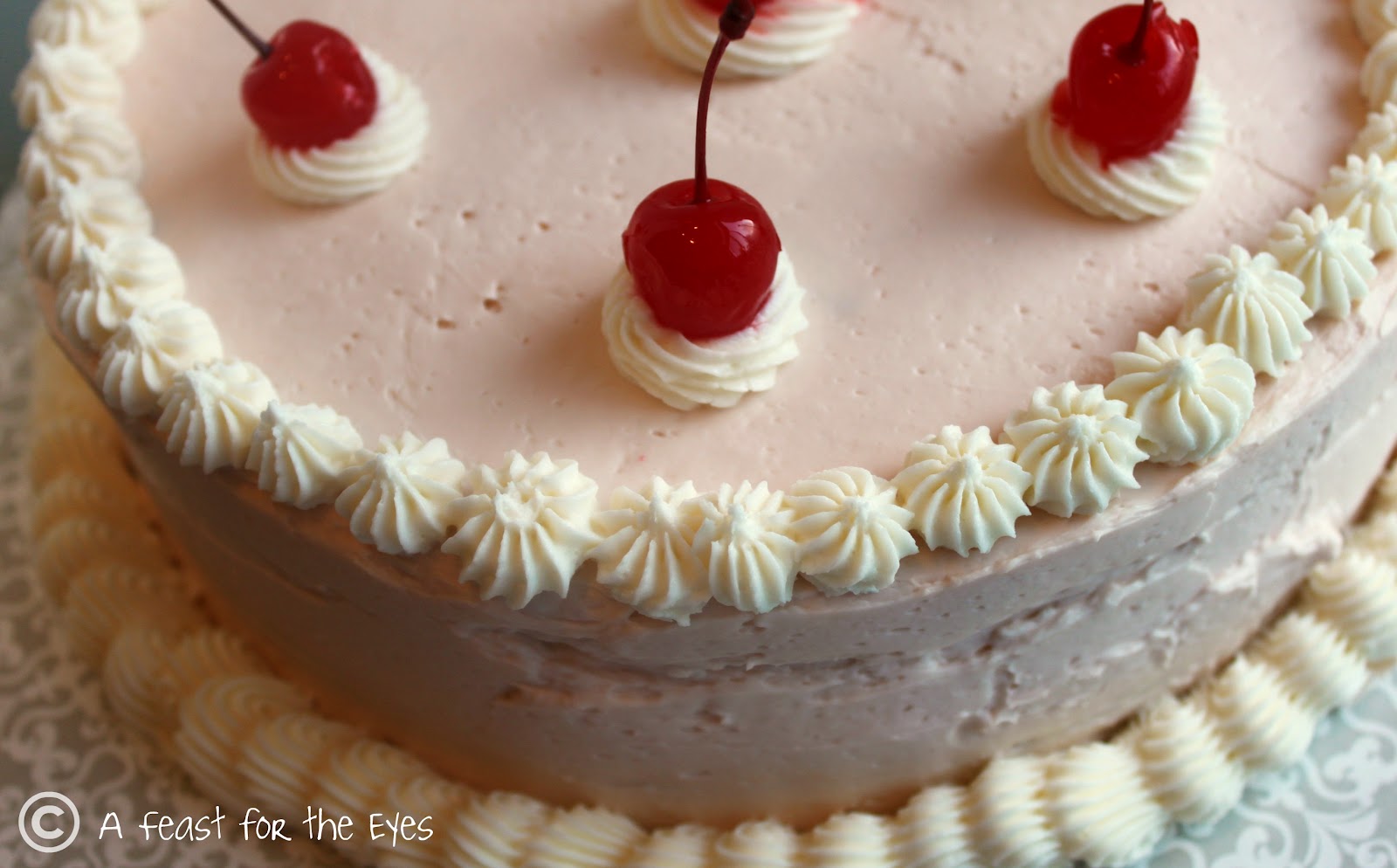 Cherry Vanilla Cake With Swiss Meringue Buttercream Frosting A Feast For The Eyes