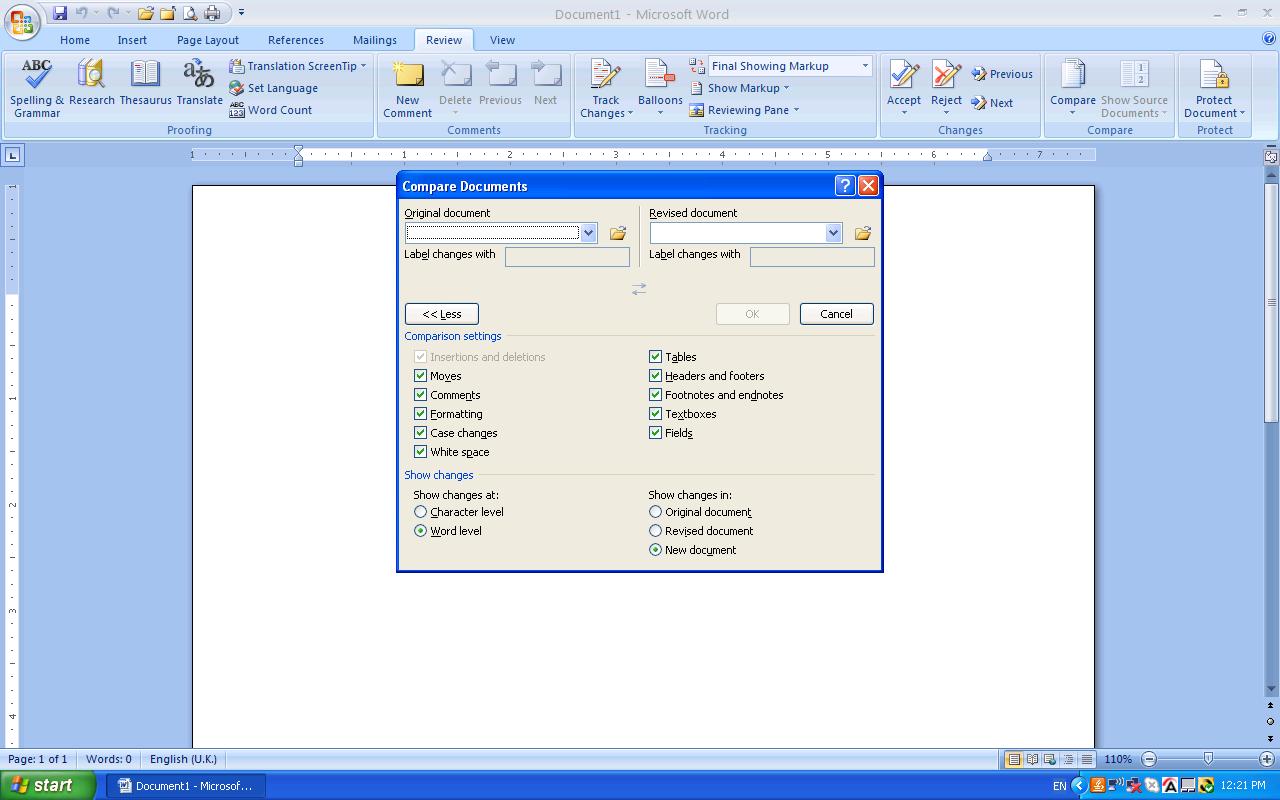 Writing in the Dreamstate: Comparing Documents in Word