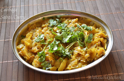 Cabbage sabzi or cabbage curry