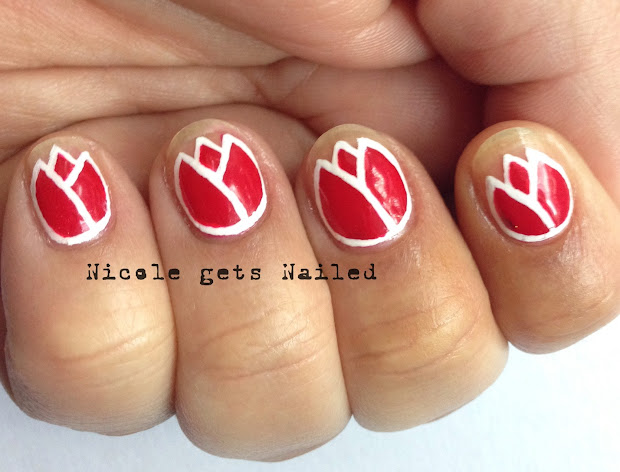 gelic' nail art red tulip funky
