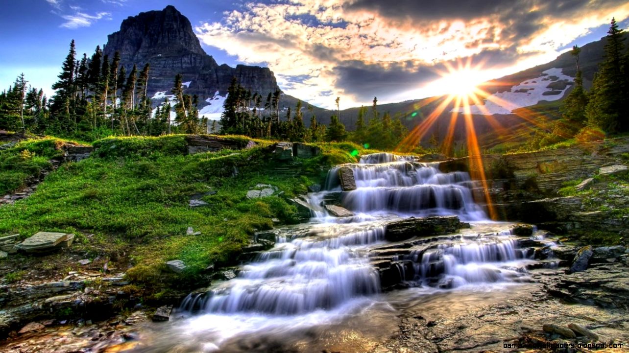 1366x768 Waterfall Mountain Sunset Wallpaper 1366x768 Waterfall Mountain Sunset Wallpaper