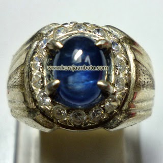 blue safir corundum, ring perak