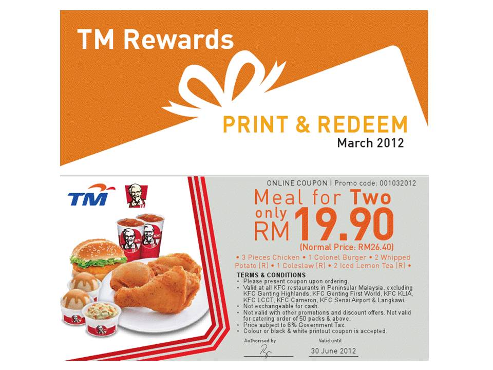 Visit Malaysia KFC "Meal for Two" Voucher