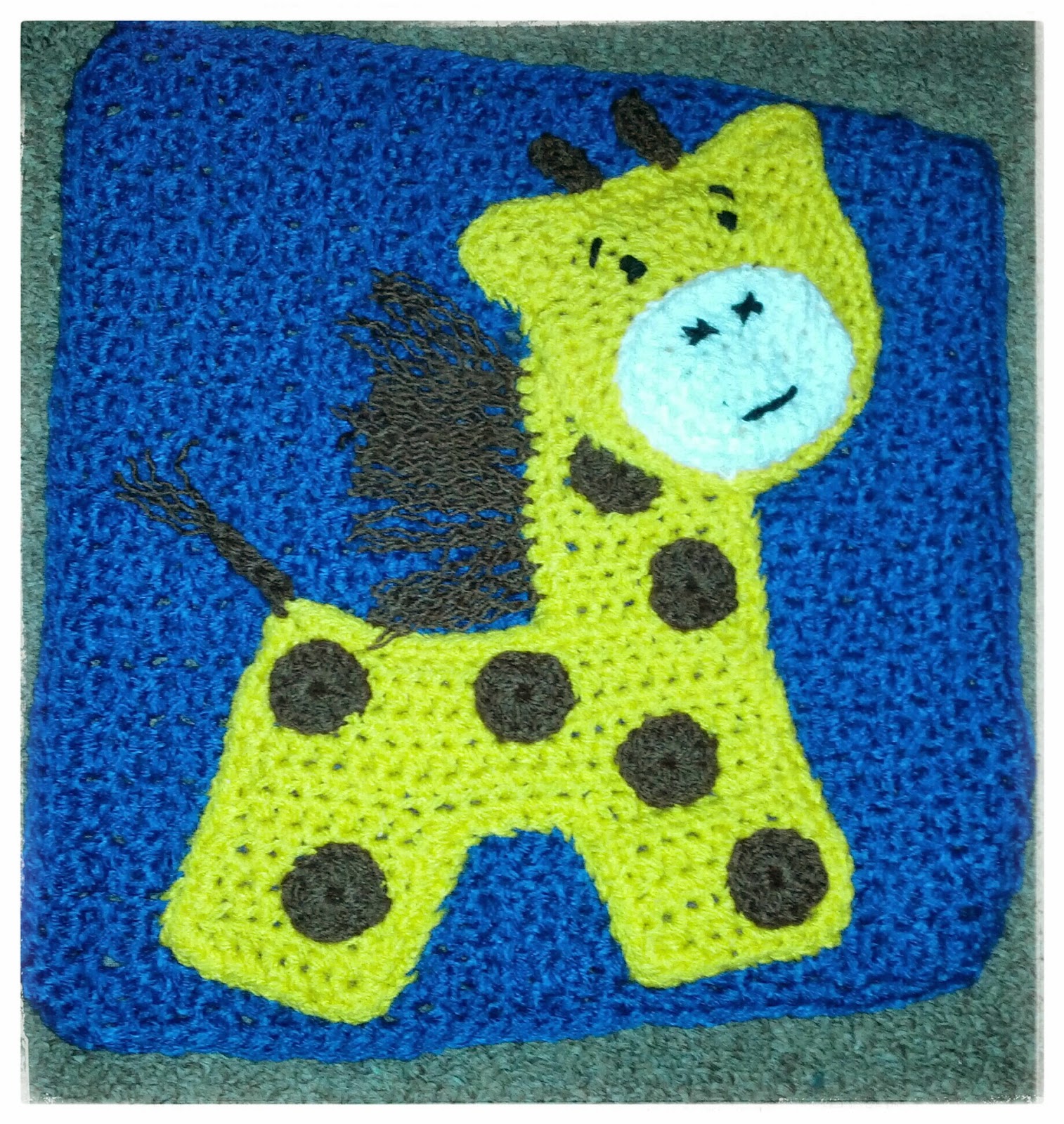 Blooming Lovely WIP Crochet Zoo Blanket Giraffe Applique