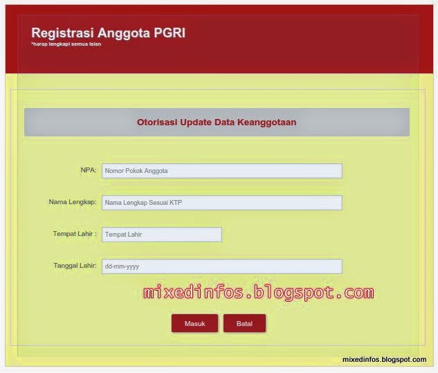 Registrasi, Update, dan Mutasi Keanggotaan PGRI Online