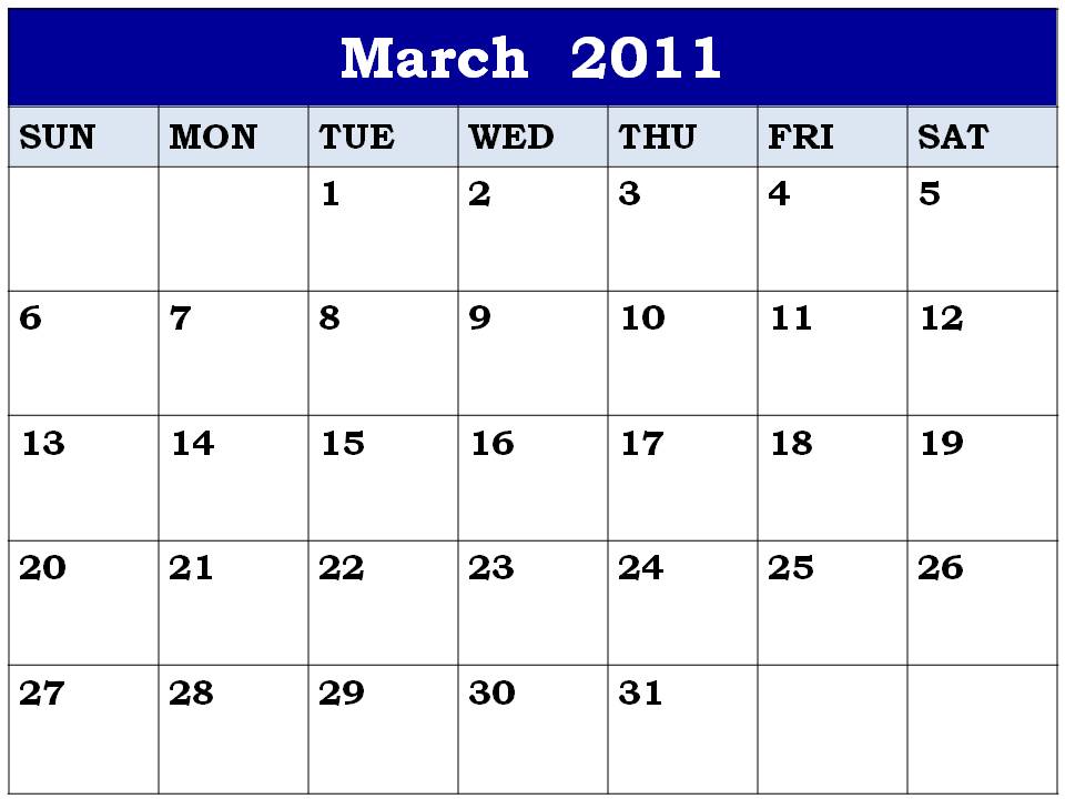 calendars march 2011. 2011 blank calendar march.