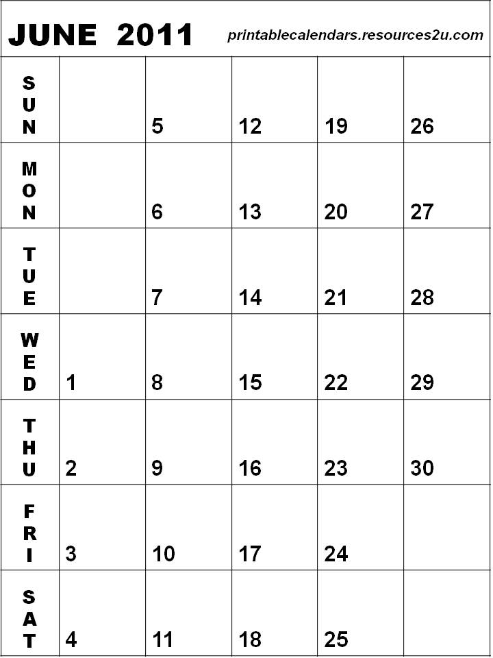 June Blank Calendar