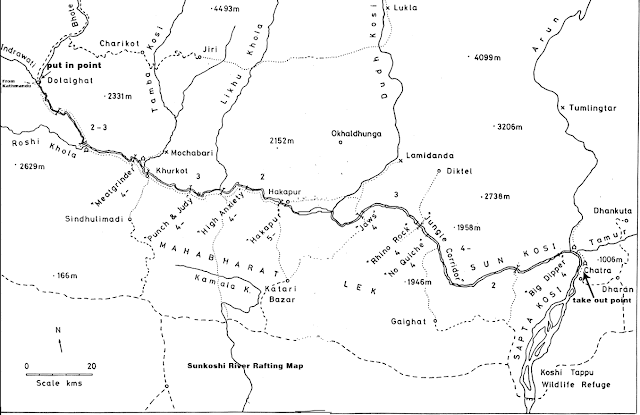 Sunkoshi river rafting map 