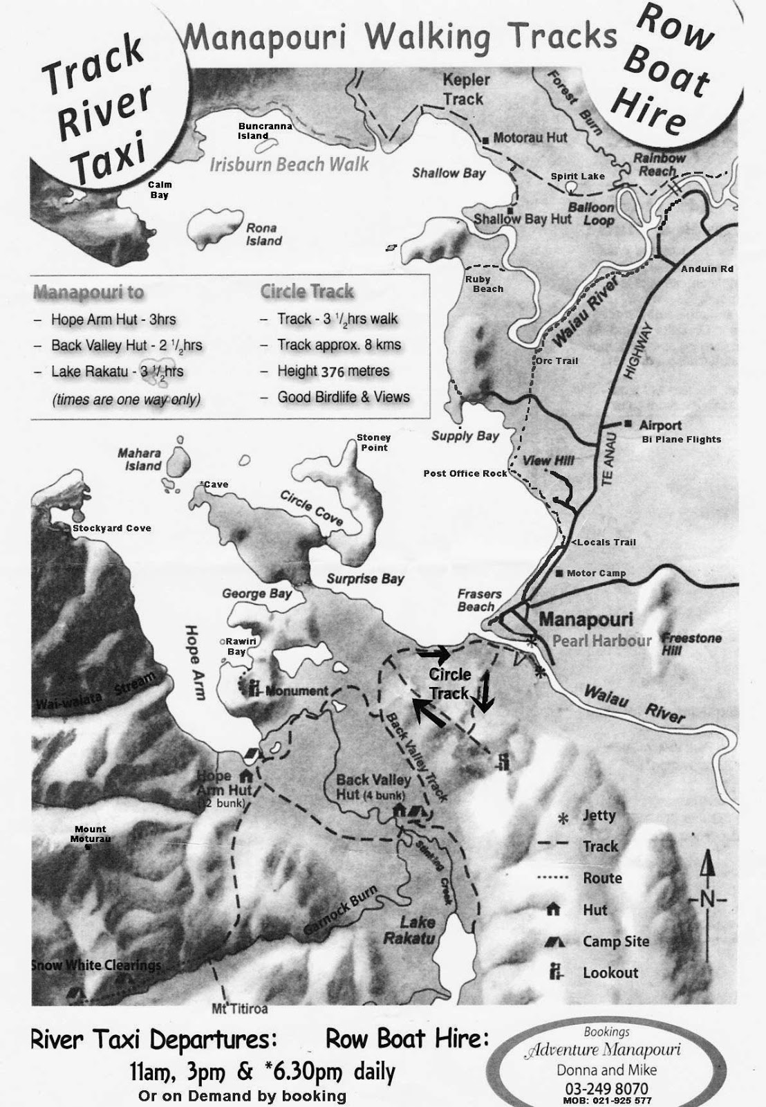 Placenames Otago / Southland Printable Manapouri Walks Map