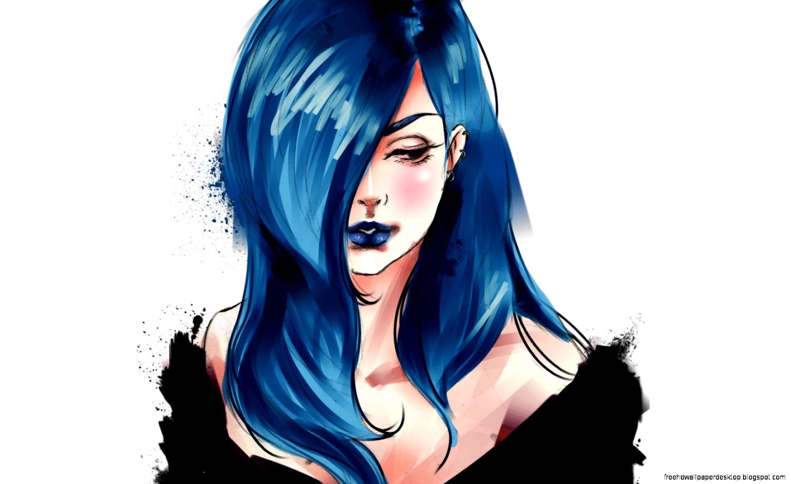 Drawing Girl with Blue Hair Drawing Girl with Blue Hair