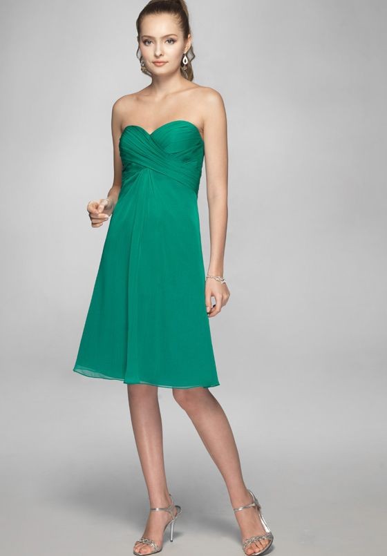 green chiffon short bridesmaid dress