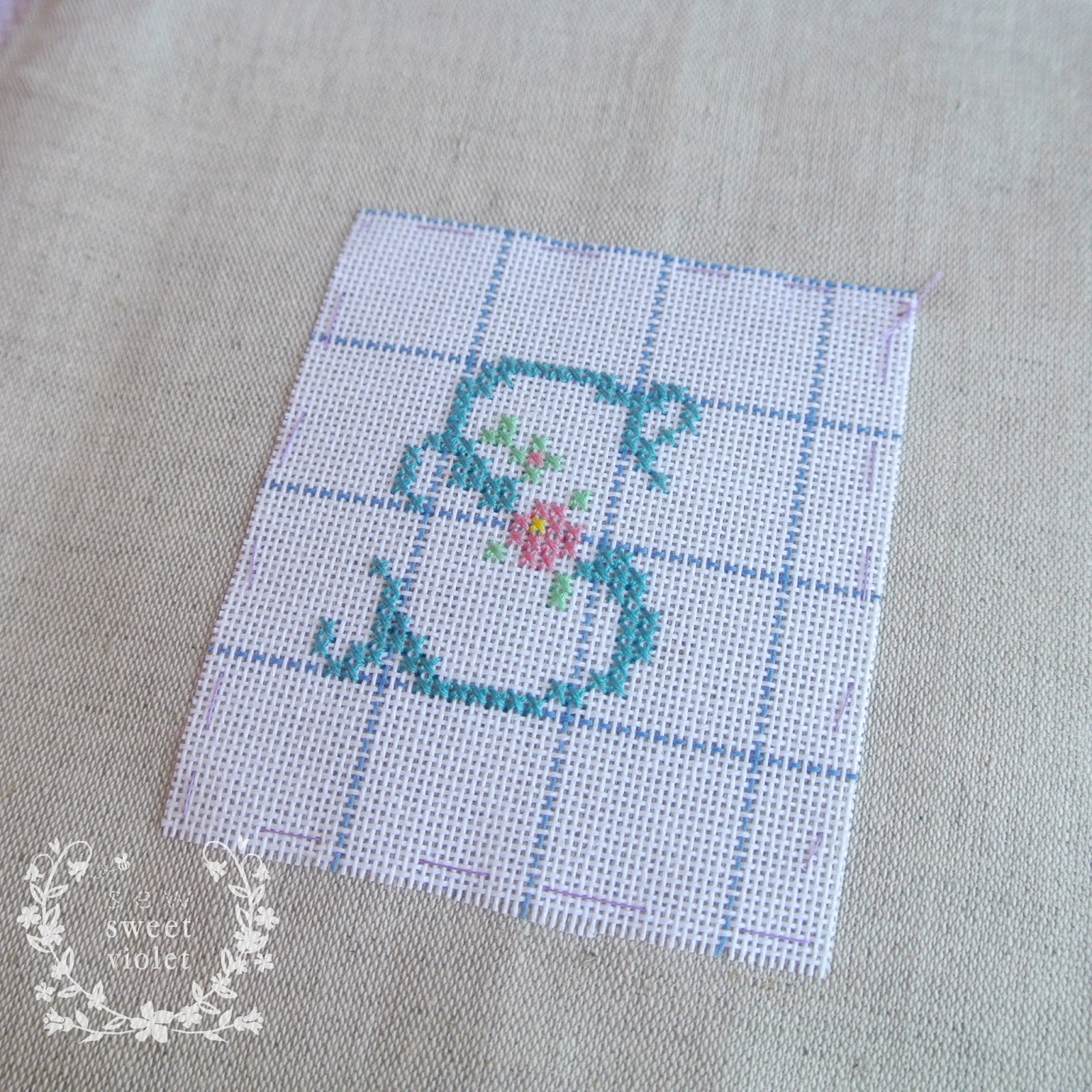 Sew Sweet Violet My first tutorial Cross stitching on linen