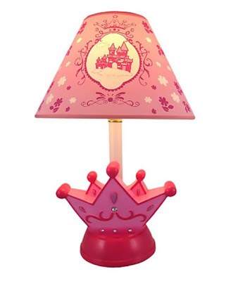 Pretty Pink Princess Crown Table Lamp With Castle Shade