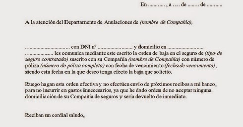 Modelo De Carta De Cancelacion De Seguro De Vida Muestras De Documentos