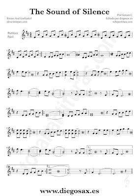 Tubepartitura The Sound of Silence de Simon y Garfunkel partitura Fácil El sonido del silencio música de pop - rock