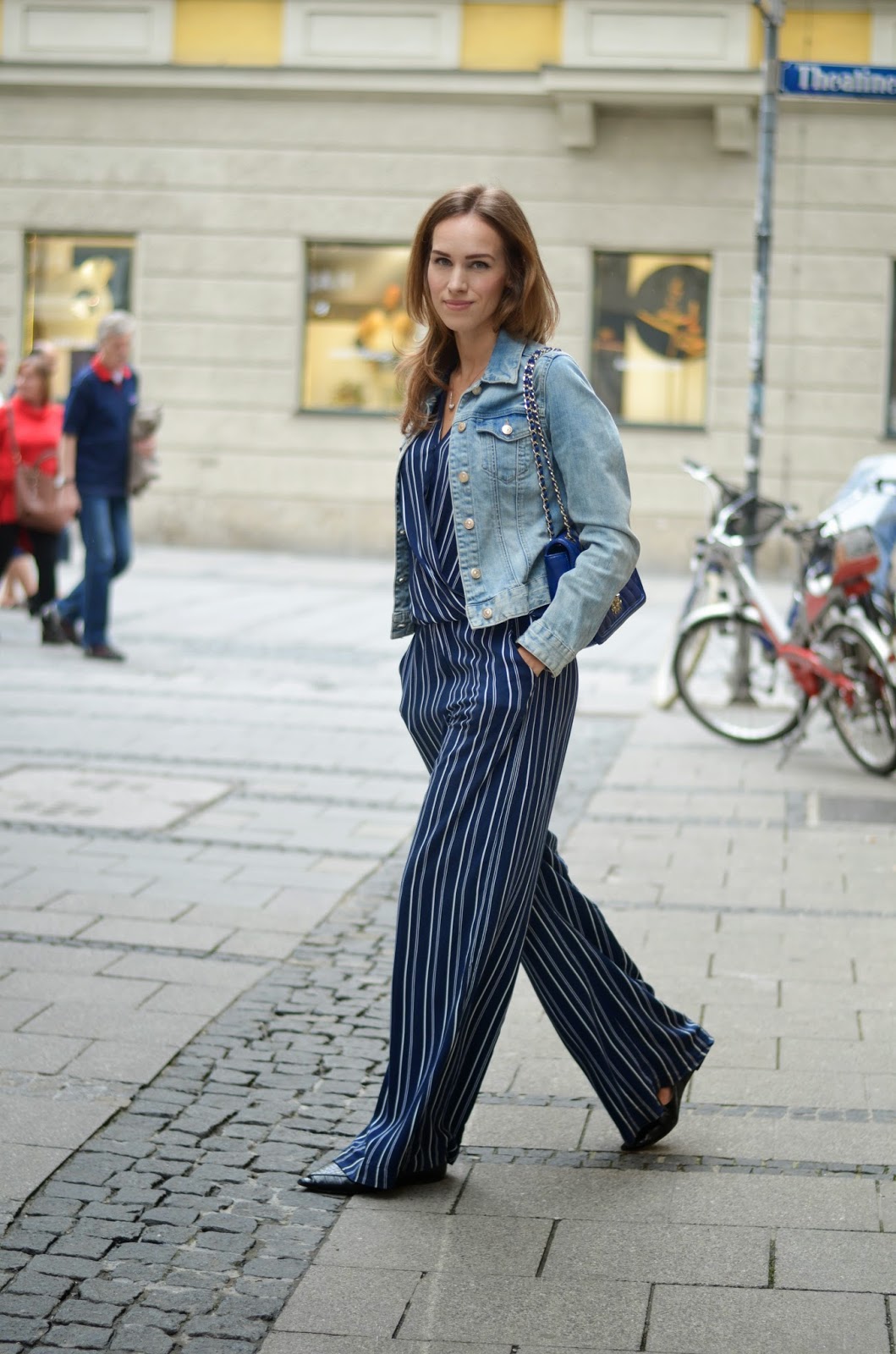 kristjaana mere munich fashion blogger striped pants denim jacket kristjaana mere munich fashion blogger