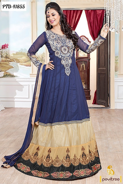 Tv Actress Ishita Cobalt Blue Anarkali Suit