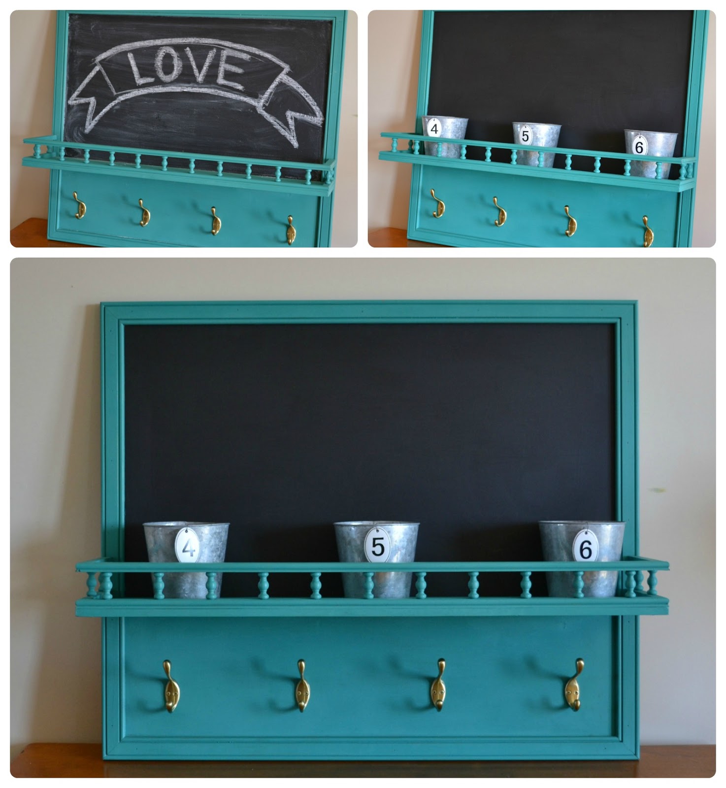 Funky Junk Chalkboard Hook Shelf