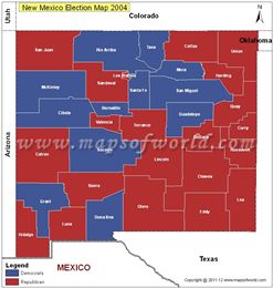 NM counties, 2004 election Presidential (click for large)