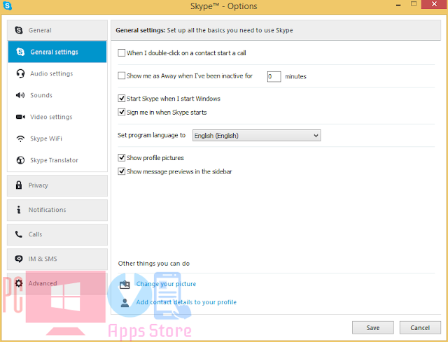 Skype 7 General Setting For Windows 8