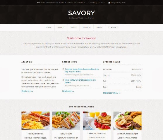 Savory Responsive Restaurant WordPress Theme
