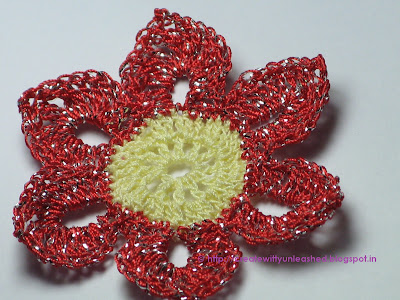 Crochet metallic flower 3