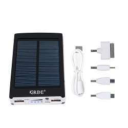 GRDE 10000mAh Dual USB Shockproof Outdoor Solar Power Bank for iPhone 6 Plus, 5S, 5C, 5, 4S, iPod, iPad, HTC, Samsung, Blackberry and GPS, Tablets, Camera