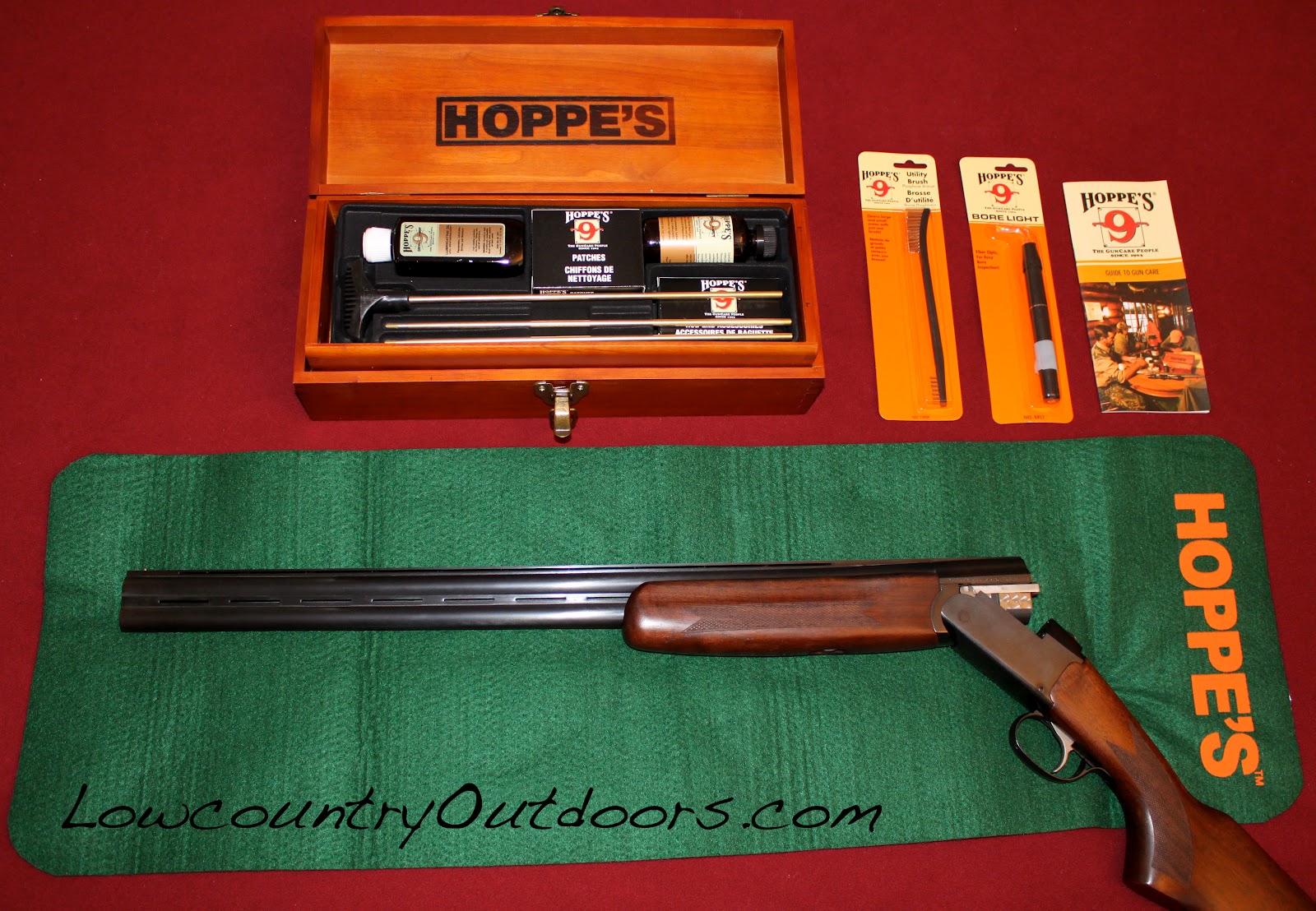 Lowcountry outdoors Gun cleaning aided by Hoppe's Bench Rest kit