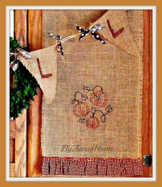 FLY AWAY HOME Embroidering on burlap