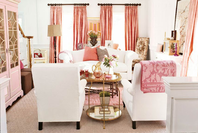Decoracion de Interiores y Casa: SALONES EN ROSA Y ORO