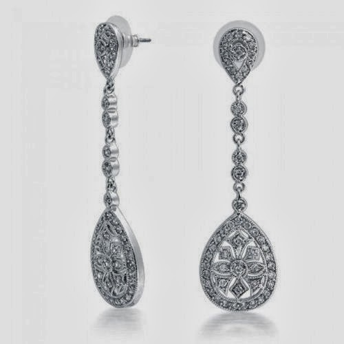 Nadri Earrings Great Gatsby Bling Jewelry Bridal Art Deco Cz Great Gatsby Bling Jewelry Bridal Art Deco Cz Teardrop Silver Plated Chandelier Earrings Large